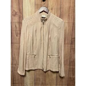 Chico’s size 1 (medium/8) light beige Easy Texture Crossover light Jacket zip up